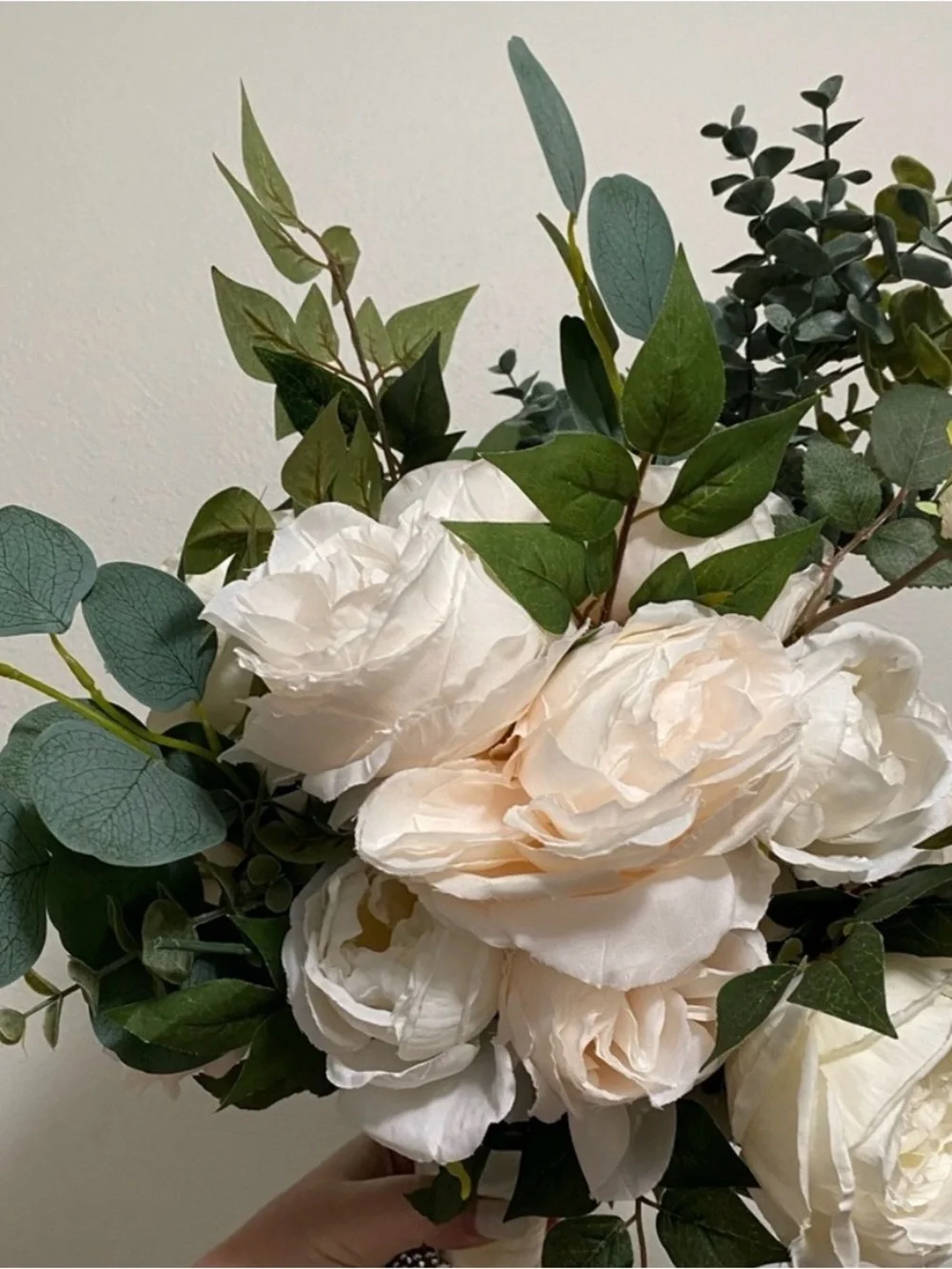 Bridal Wedding Bouquet Cream Blush White Faux Floral Greenery - NEW Final Sale